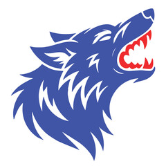wolf head blue tribal lineart profile mascot vector badge