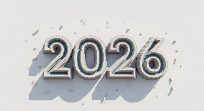 The year 2026 in a 3d render
