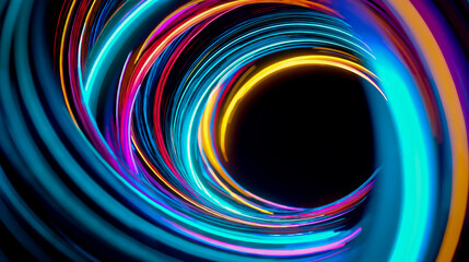 Colorful abstract swirl vibrant light tunnel spiral rainbow motion blur dynamic artistic bright concentric circles digital art visual effect