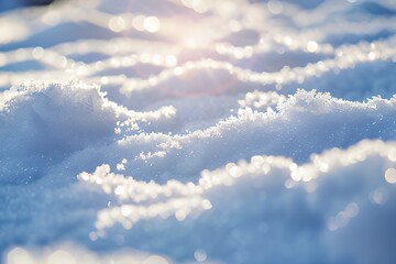 Close-up of sparkling snow under sunlight