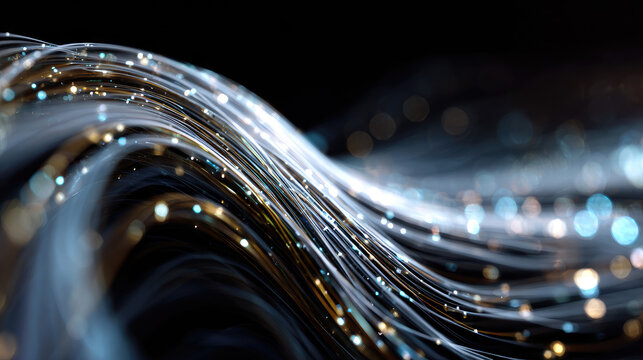 Abstract luminous data wave flow with elegant motion geometry and minimal futuristic background