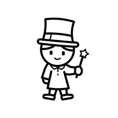 Cute magician boy with top hat and magic wand