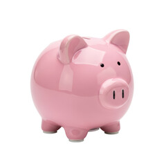 Pink ceramic piggy bank with transparent background for savings
