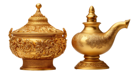 Golden Artefacts: Intricate golden artefacts gleam with timeless elegance and cultural richness, revealing captivating details in every ornate curve. Explore the beauty and history.