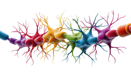 Brainy Spectrum: A vibrant display of neuron cells in a gradient rainbow showcases the complex beauty of the nervous system. The image is an intimate exploration of mind