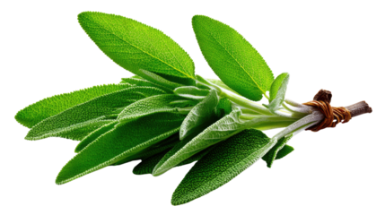 Fresh Sage Herb Close-up: Vivid, close-up photograph showcasing fresh, green sage leaves, highlighting their textures and details