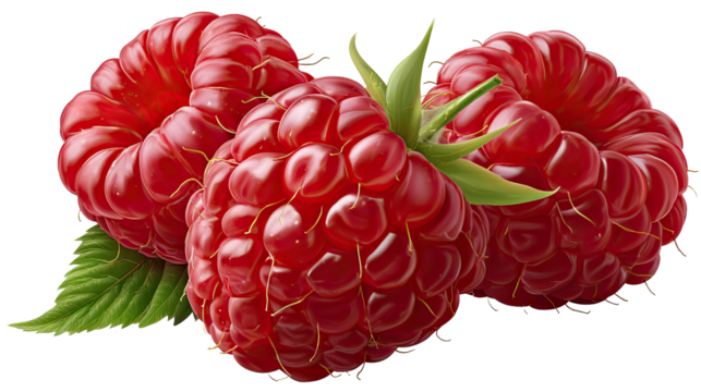 Crimson Raspberry: A cluster of ripe, succulent raspberries, their vibrant red hue intensified by a playful dance of light and shadow, invites a taste of summer's sweetness.