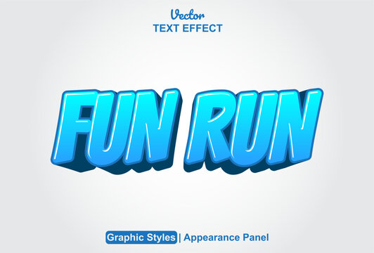text effect fun run with white and blue color and can be edited