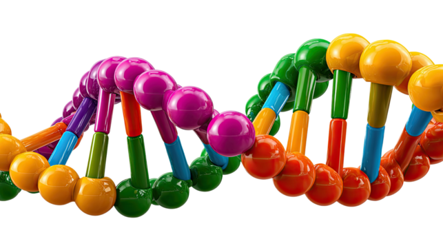 DNA Strand: A vibrantly colored depiction of a DNA double helix, symbolizing life's fundamental blueprint, showcases the intricate beauty of genetics and biological science.