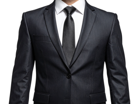 Headless Business Suit Front View with Necktie, Isolated