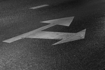 Road Arrows Showing Direction Choices — Black and White Symbol of Decision and Path