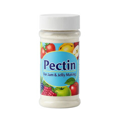 Pectin container for jam and jelly making with fruit illustrations on label
