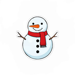 Smiling Snowman with Red Scarf Isolated on White

