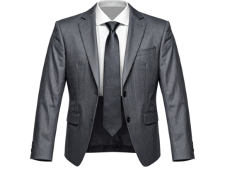 Gray Men's Business Suit Jacket with White Shirt and Dark Tie