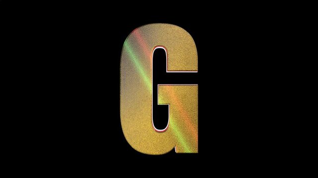 Elegant golden 3D letter G spinning smoothly on a dark background perfect for typography projects and logo animation.