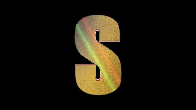 Stylish gold 3D letter S rotating on a dark background perfect for logo intros and design motion.
