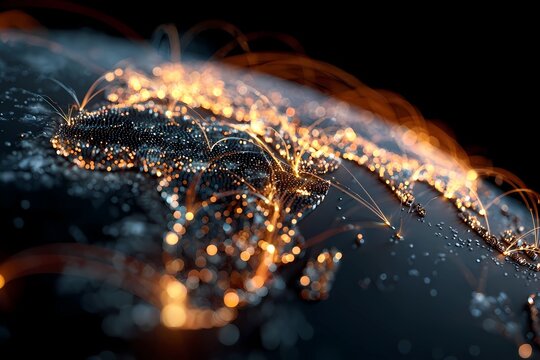 Visual representation of global connectivity showcasing intricate light connections over Africa