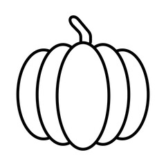 Stylized Pumpkin Outline Simple Black and White Vector Illustration