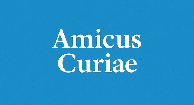 Amicus Curiae Latin text on a vibrant blue background, perfect for legal or academic themes