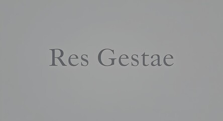 Elegant Latin phrase 'Res Gestae' embossed on a minimalist grey background
