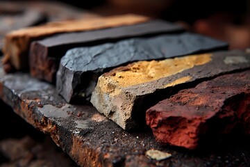 Colorful natural stones arranged on a wooden surface in a workshop setting