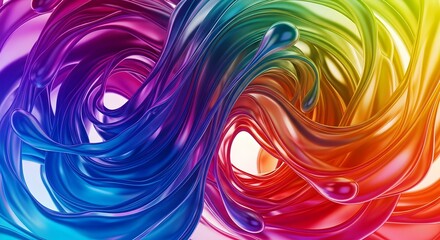 Colorful 3D liquid shapes morphing into a flowing abstract sculpture with realistic lighting