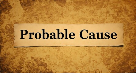 Urgent legal concept Probable Cause text on aged parchment paper background