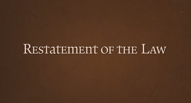 Elegant Restatement of the Law title card with vintage serif font on textured background