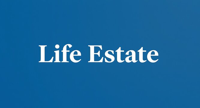 Elegant 'Life Estate' text on a deep blue background, perfect for branding and design concepts