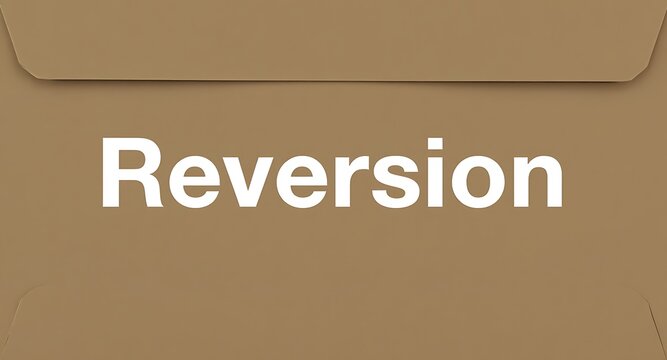 Bold "Reversion" text on a textured brown background, perfect for financial or conceptual themes.