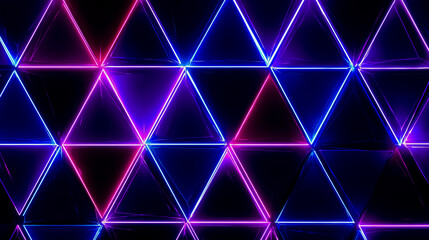Neon light geometric triangles shapes digital abstract colorful futuristic modern design pattern illuminated glowing vibrant technology artistic
