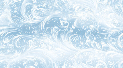 White frost pattern on blue. Seamless design for winter and Christmas themed print or background