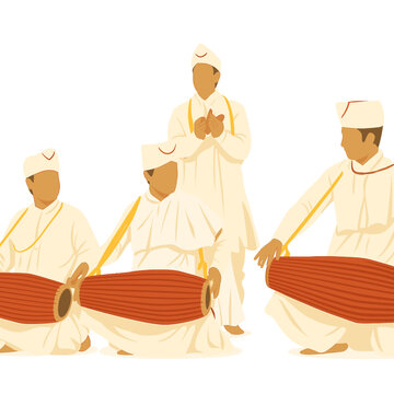 Sattriya performers from Assam playing khol drums