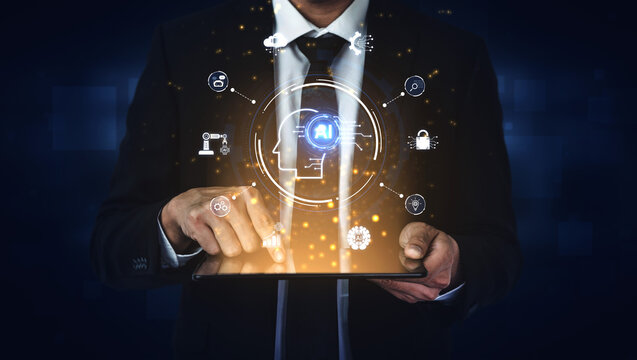 A concept of a global AI ecosystem centered on digital intelligence. Network integrates diverse applications like industrial automation, cloud computing, and fintech for worldwide innovation. Fermion