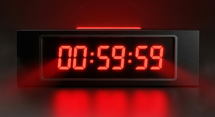 Clock or countdown timer glowing in red and black colors, symbolizing limited-time offers and urgency