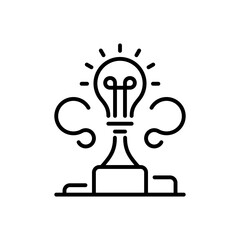 Lightbulb vector icon. editable line icon, outline style with innovation symbols