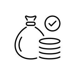 Money vector icon. editable line icon in flat style with finance and currency symbols