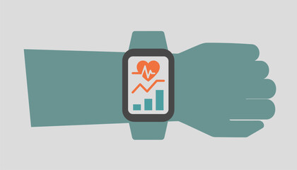 An advanced fitness tracker worn on a users wrist displaying live heart rate data and workout summaries in a vibrant app interface.