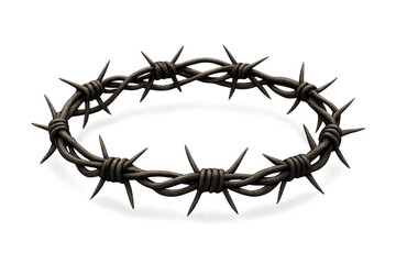Fototapeta premium Crown of thorns depicting religious anguish, sacrifice, and jesus christ's crucifixion, made of barbed wire, on a transparent background