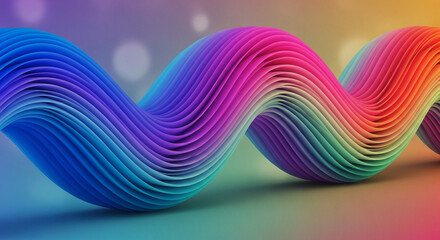 Vibrant Twisted Ribbon on Gradient Background Abstract Digital Art with a Focus on Color and Design