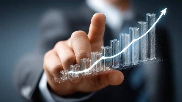 Rising Through the Ranks: A focused individual's finger elegantly traces the upward trajectory of a financial chart, a metaphor for growth and progress.