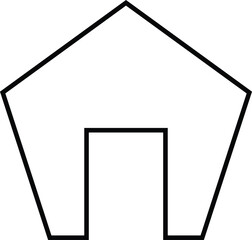 Pentagon shape with a square cutout on white background