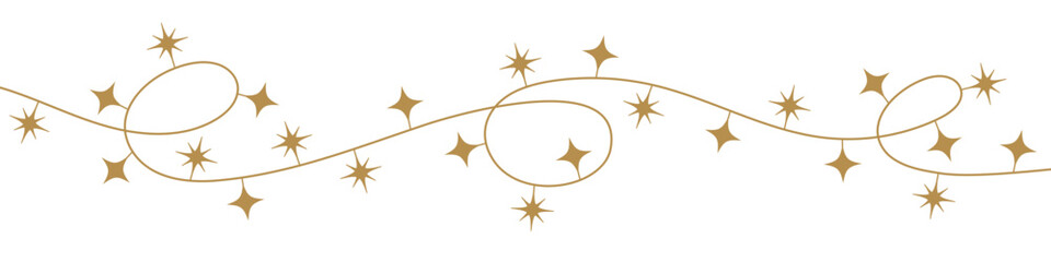 christmas golden garland with stars- vector illustration