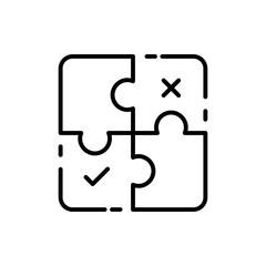 Puzzle vector icon. editable line icon in outline style with puzzle, game symbols