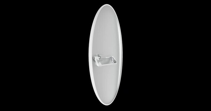 Blank Round Badge Pin Button Mockup rotation animation seamlessly loopable. 3D rendering isolated on transparent background