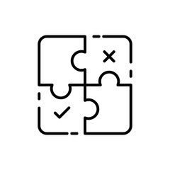 Puzzle piece vector icon. editable line icon in outline style for logic, teamwork, strategy