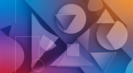 Abstract geometric background with overlapping shapes and gradient colors, showcasing a modern and dynamic visual design