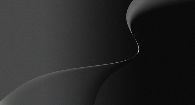abstract black color with soft gradation and beautiful curves - Powered by Adobe
