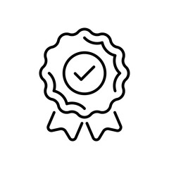 Award badge vector icon, editable line icon, outline design, certificate symbol