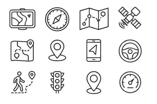 Car navigation vector planner traffic compass pedestrian icons gps icon app map
